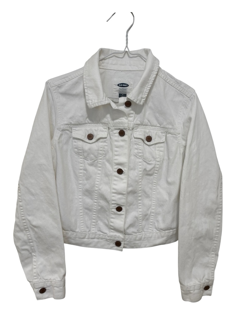 Old Navy White Denim Jacket with Button Front, Medium
